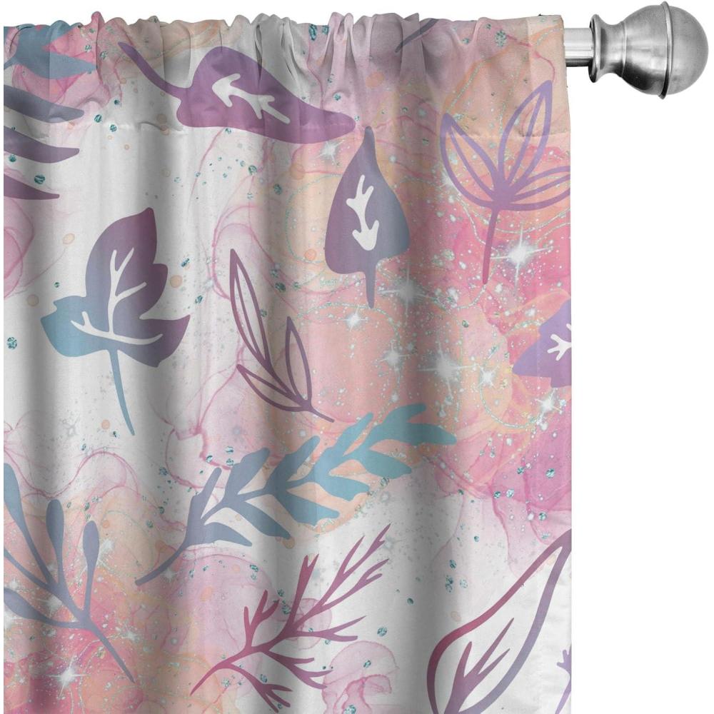 imageAmbesonne Blooming Flowers Curtains Simple Design Floral Sketch Pattern with Neutral Leaves Art Window Treatments 2 Panel Set for Living Room Bedroom Pair of 28 x 95 Dark Coral Dimgray WhitePale Fuchsia Sea Blue