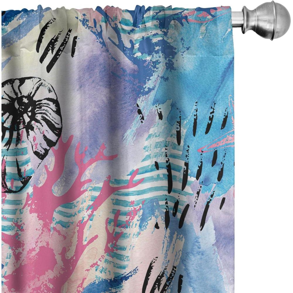imageAmbesonne Blooming Flowers Curtains Simple Design Floral Sketch Pattern with Neutral Leaves Art Window Treatments 2 Panel Set for Living Room Bedroom Pair of  28 x 95 Dark Coral Dimgray WhiteSea Blue Pastel Pink