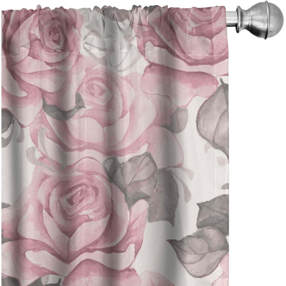 imageAmbesonne Blooming Flowers Curtains Simple Design Floral Sketch Pattern with Neutral Leaves Art Window Treatments 2 Panel Set for Living Room Bedroom Pair of  28 x 95 Dark Coral Dimgray WhitePale Pink Taupe Grey