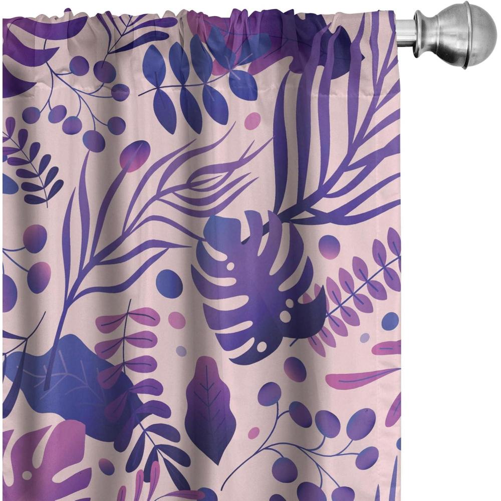 imageAmbesonne Blooming Flowers Curtains Simple Design Floral Sketch Pattern with Neutral Leaves Art Window Treatments 2 Panel Set for Living Room Bedroom Pair of 28 x 95 Dark Coral Dimgray WhiteFuchsia Dark Lavender