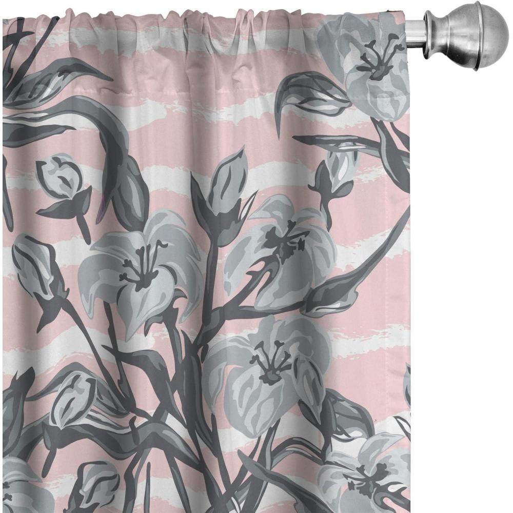 imageAmbesonne Blooming Flowers Curtains Simple Design Floral Sketch Pattern with Neutral Leaves Art Window Treatments 2 Panel Set for Living Room Bedroom Pair of 28 x 95 Dark Coral Dimgray WhitePale Grey Pastel Pink