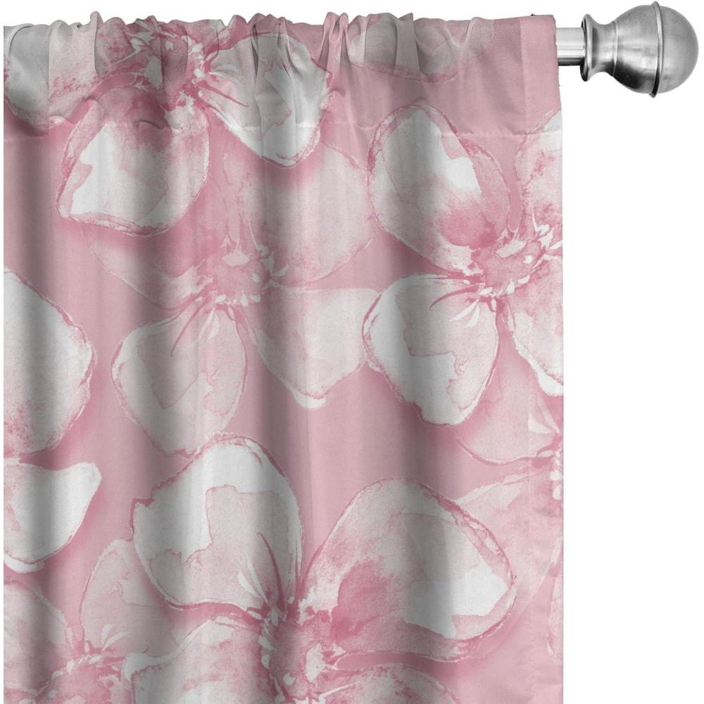imageAmbesonne Blooming Flowers Curtains Simple Design Floral Sketch Pattern with Neutral Leaves Art Window Treatments 2 Panel Set for Living Room Bedroom Pair of  28 x 95 Dark Coral Dimgray WhitePastel Pink Pale Rose
