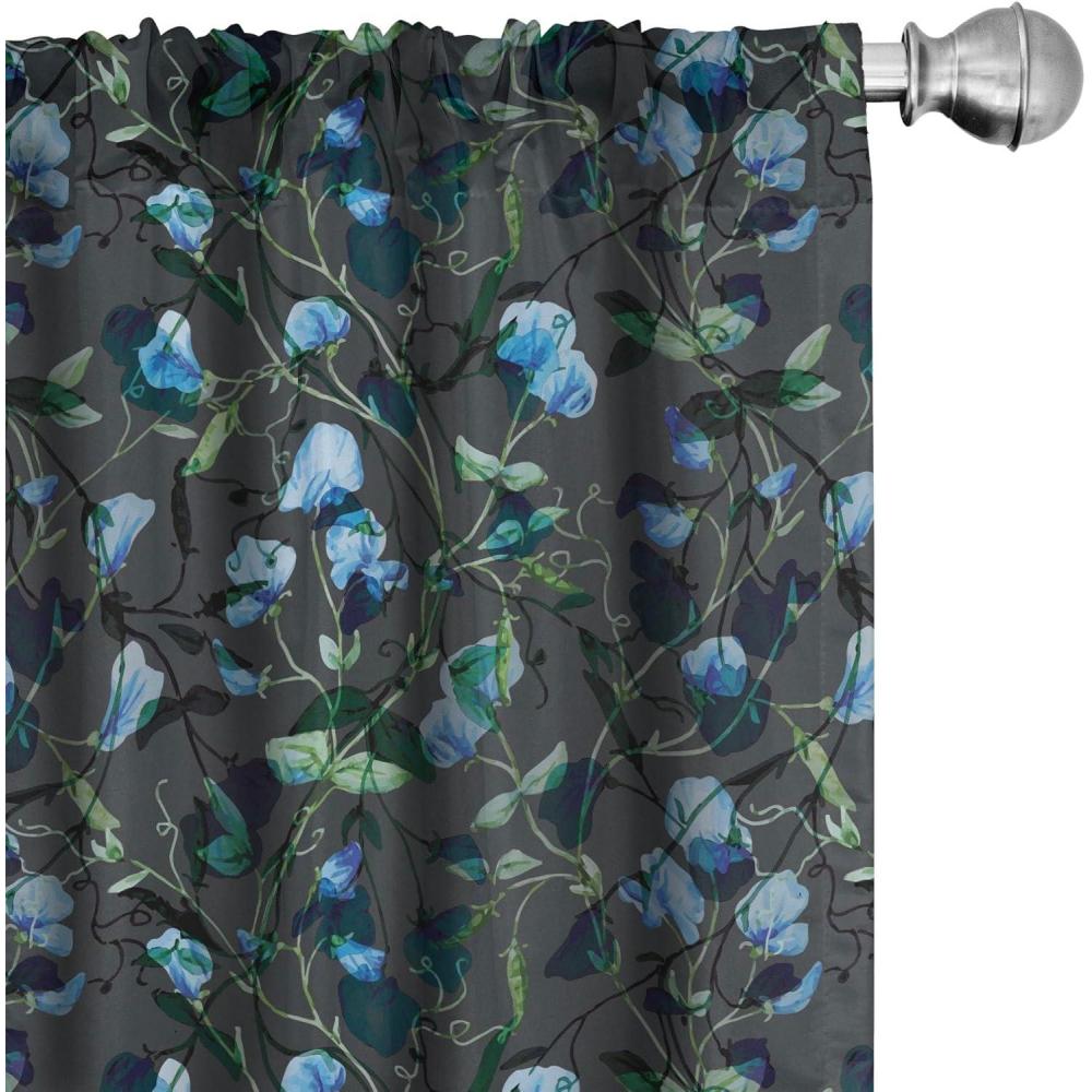 imageAmbesonne Blooming Roses Curtains Night Jungle Vibe Flowers Boho with Neutral Leafy Peduncles Window Treatments 2 Panel Set for Living Room Bedroom Pair of  28 x 84 Dark Sea Green Dark CoralReseda Green Sky Blue