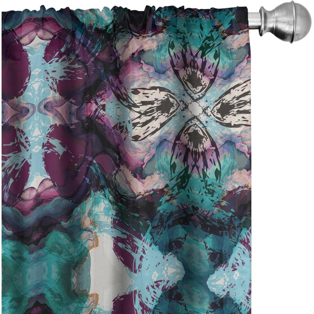 imageAmbesonne Boho Feathers Curtains Vintage Japanese Feels Fuzz Sketch Pattern Neutral Colors Artwork Window Treatments 2 Panel Set for Living Room Bedroom Pair of  28 x 95 Purple Charcoal GreyTeal Raspberry Seafoam
