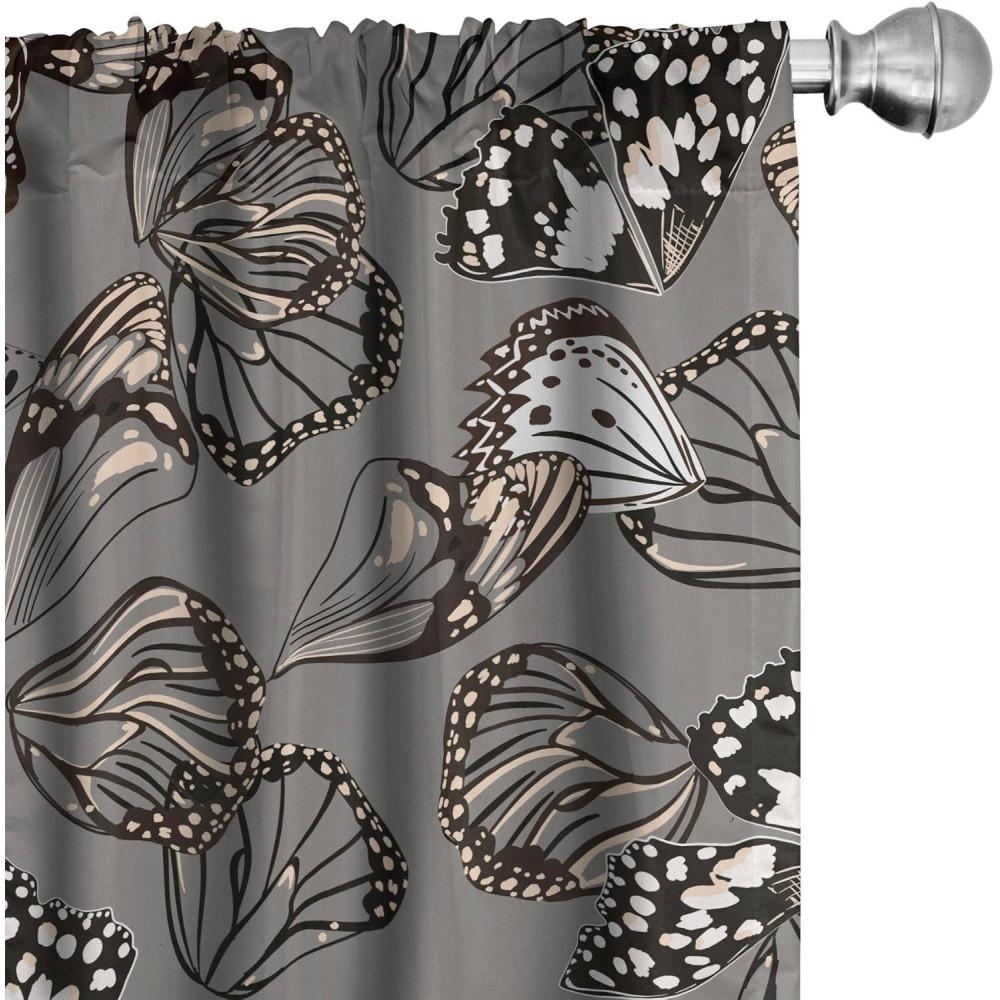 imageAmbesonne Boho Moth Curtains Mystic Feel Wild Nature Wingy Animals with Trippy Colors Print Neutral Window Treatments 2 Panel Set for Living Room Bedroom Pair of 28 x 84 Plum Purple Sea BluePale Peach and Dark Grey