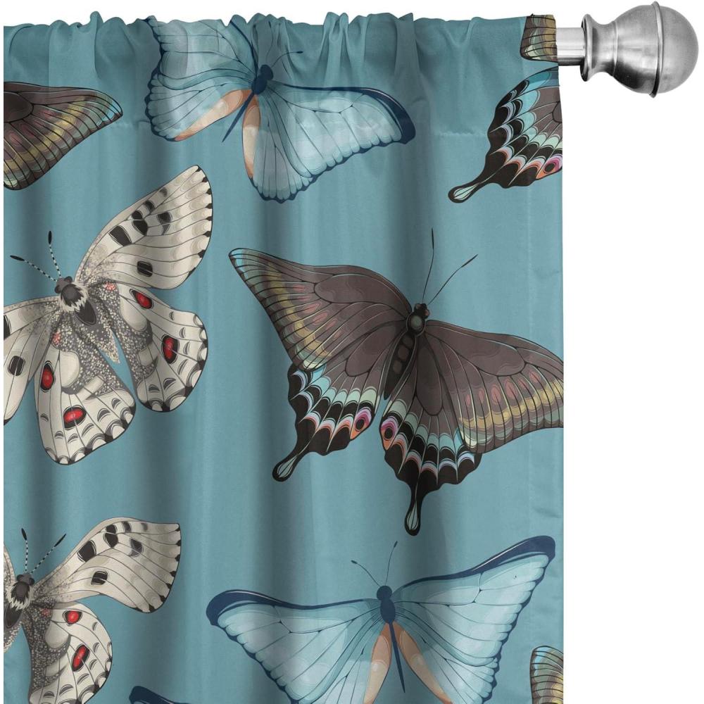 imageAmbesonne Boho Moth Curtains Mystic Feel Wild Nature Wingy Animals with Trippy Colors Print Neutral Window Treatments 2 Panel Set for Living Room Bedroom Pair of 28 x 84 Plum Purple Sea BlueSeal Brown and Slate Blue