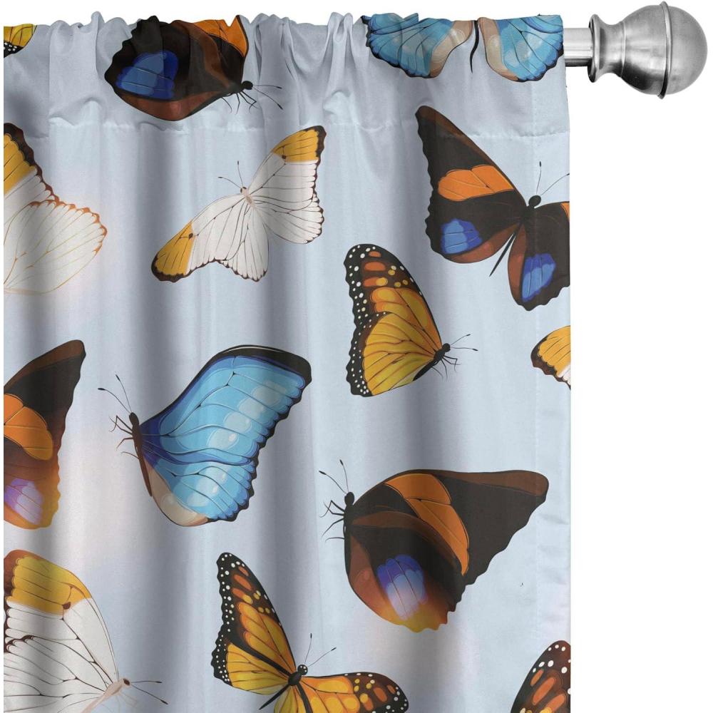 imageAmbesonne Boho Moth Curtains Mystic Feel Wild Nature Wingy Animals with Trippy Colors Print Neutral Window Treatments 2 Panel Set for Living Room Bedroom Pair of 28 x 84 Plum Purple Sea BluePale Orange and Sky Blue