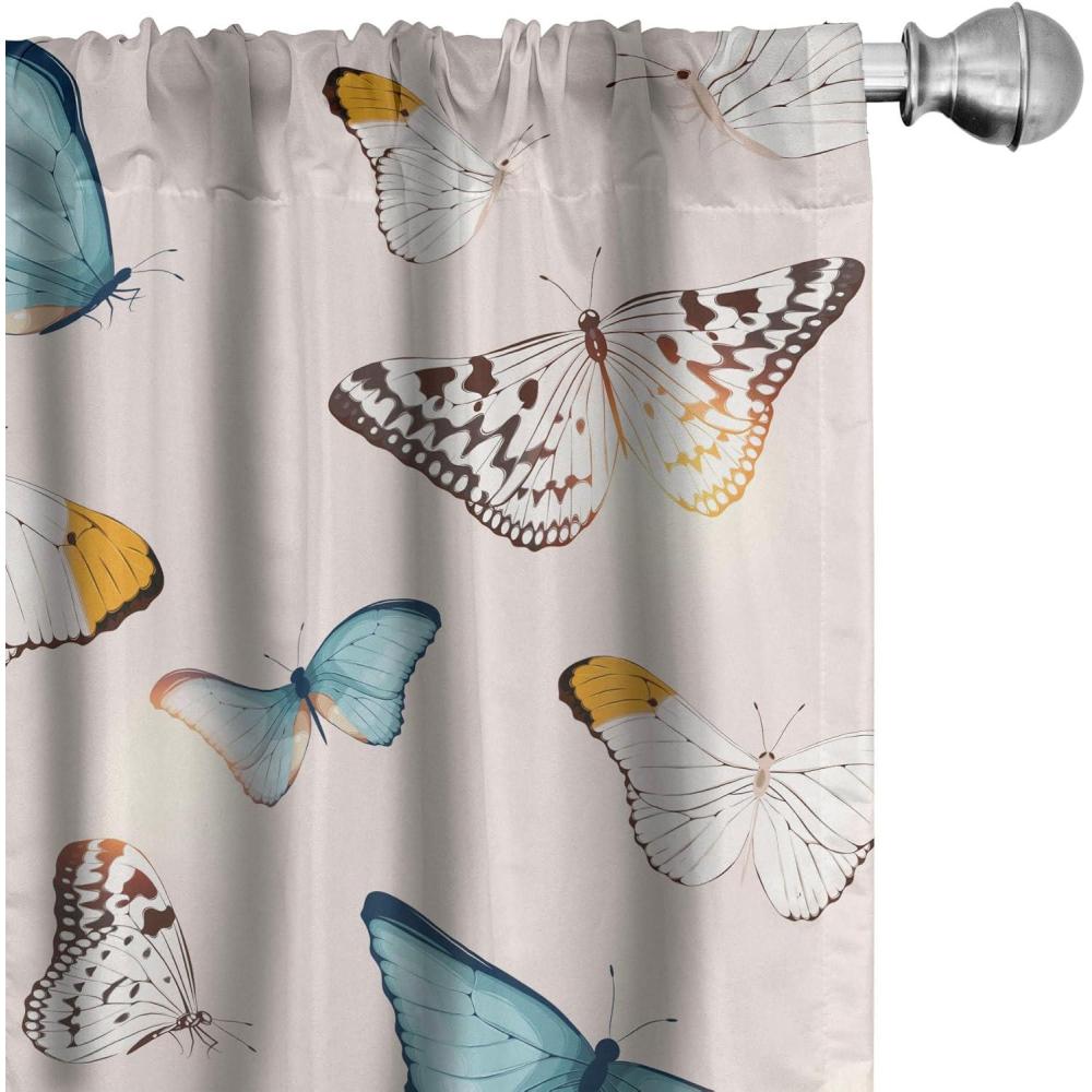 imageAmbesonne Boho Moth Curtains Mystic Feel Wild Nature Wingy Animals with Trippy Colors Print Neutral Window Treatments 2 Panel Set for Living Room Bedroom Pair of 28 x 84 Plum Purple Sea BlueMarigold Pale Slate Blue