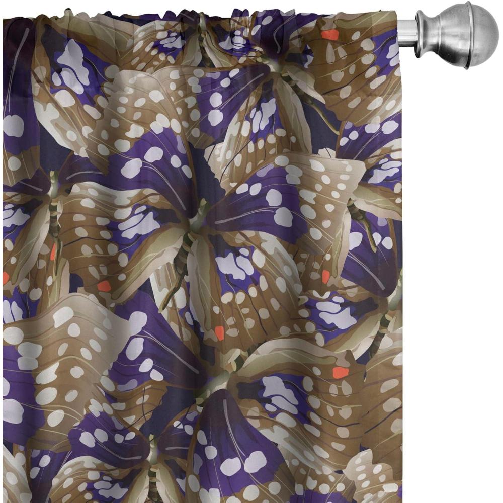 imageAmbesonne Boho Moth Curtains Mystic Feel Wild Nature Wingy Animals with Trippy Colors Print Neutral Window Treatments 2 Panel Set for Living Room Bedroom Pair of 28 x 84 Plum Purple Sea BlueDark Indigo Sepia and Umber
