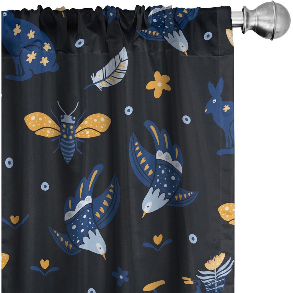 imageAmbesonne Boho Moth Curtains Mystic Feel Wild Nature Wingy Animals with Trippy Colors Print Neutral Window Treatments 2 Panel Set for Living Room Bedroom Pair of 28 x 84 Plum Purple Sea BlueNavy Blue and Pale Orange