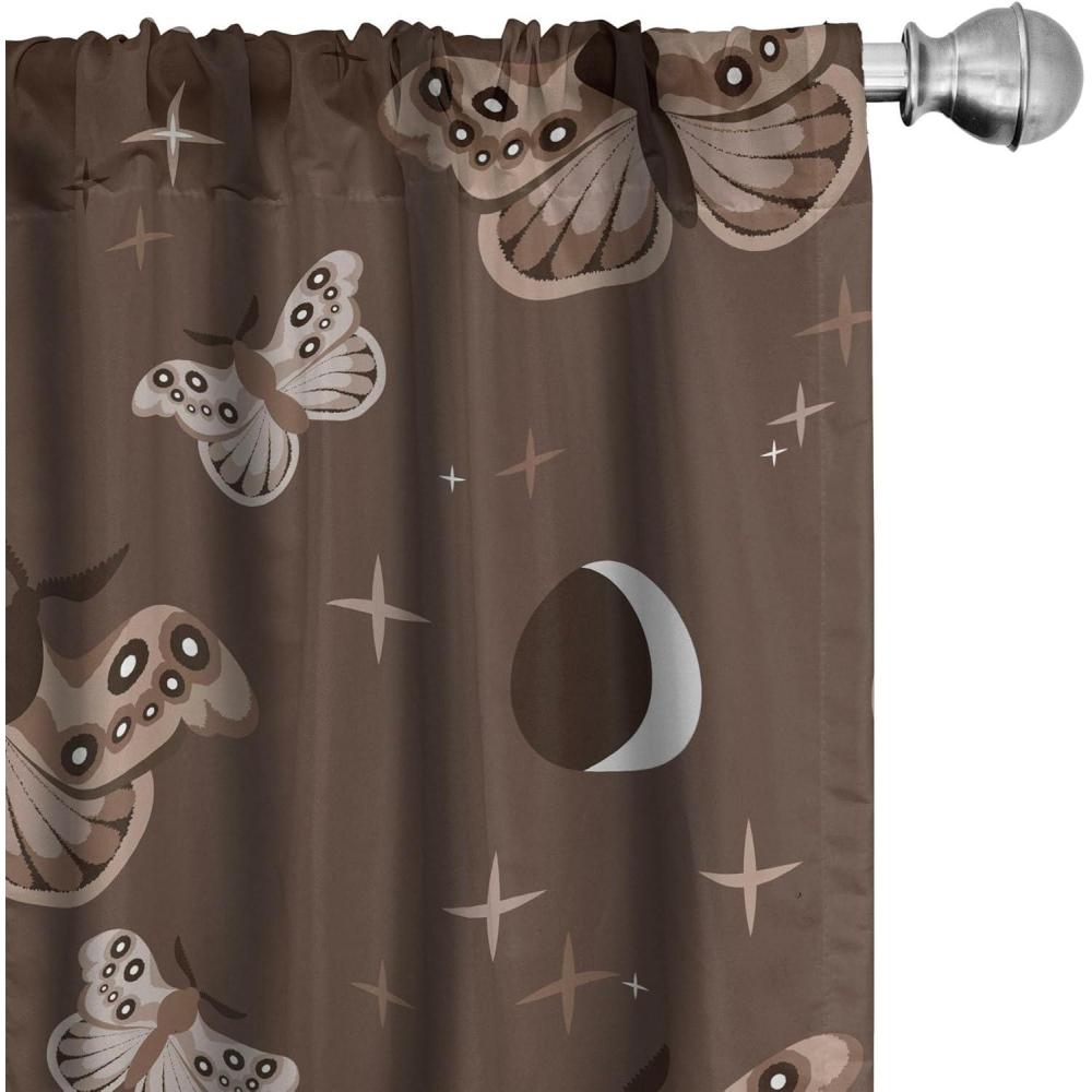 imageAmbesonne Boho Moth Curtains Mystic Feel Wild Nature Wingy Animals with Trippy Colors Print Neutral Window Treatments 2 Panel Set for Living Room Bedroom Pair of 28 x 84 Plum Purple Sea BlueUmber Warm Taupe Cocoa