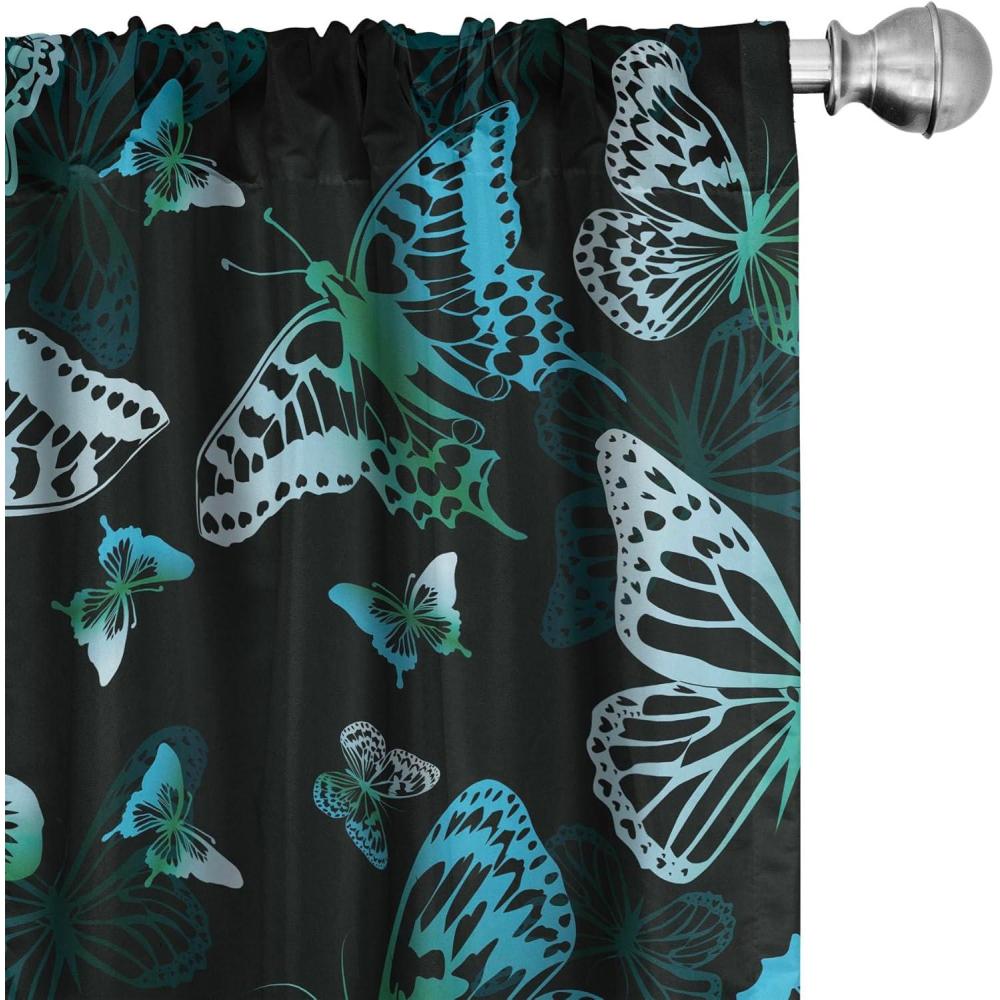 imageAmbesonne Boho Moth Curtains Mystic Feel Wild Nature Wingy Animals with Trippy Colors Print Neutral Window Treatments 2 Panel Set for Living Room Bedroom Pair of 28 x 84 Plum Purple Sea BlueCharcoal Grey Sea Green