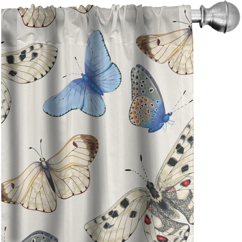 imageAmbesonne Boho Moth Curtains Mystic Feel Wild Nature Wingy Animals with Trippy Colors Print Neutral Window Treatments 2 Panel Set for Living Room Bedroom Pair of 28 x 84 Plum Purple Sea BluePale Yellow and Violet Blue