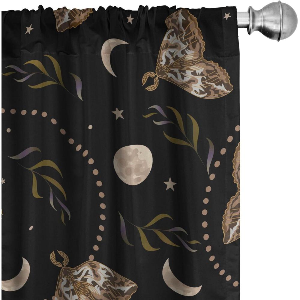 imageAmbesonne Boho Moth Curtains Mystic Feel Wild Nature Wingy Animals with Trippy Colors Print Neutral Window Treatments 2 Panel Set for Living Room Bedroom Pair of 28 x 84 Plum Purple Sea BlueCharcoal Grey Warm Taupe