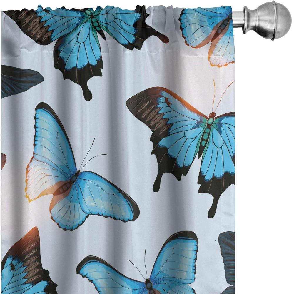imageAmbesonne Boho Moth Curtains Mystic Feel Wild Nature Wingy Animals with Trippy Colors Print Neutral Window Treatments 2 Panel Set for Living Room Bedroom Pair of 28 x 84 Plum Purple Sea BlueSky Blue Dark Grey and White