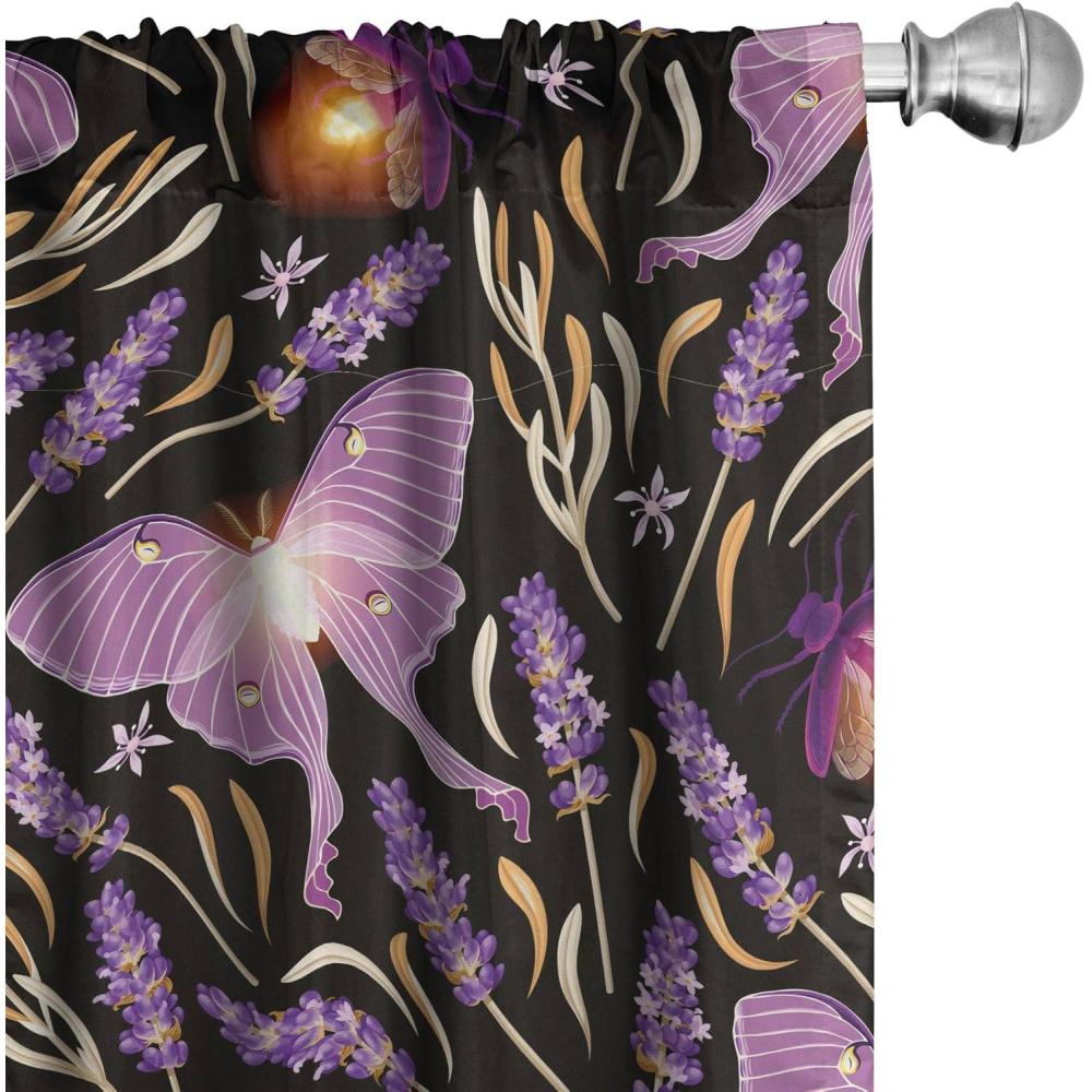 imageAmbesonne Boho Moth Curtains Mystic Feel Wild Nature Wingy Animals with Trippy Colors Print Neutral Window Treatments 2 Panel Set for Living Room Bedroom Pair of 28 x 84 Plum Purple Sea BlueMauve Fuchsia Sand Brown