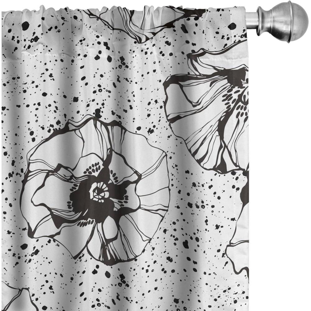 imageAmbesonne Delicate Roses Curtains Neutral Vintage Floral Scene with Leafy Ornaments Romantic Print Window Treatments 2 Panel Set for Living Room Bedroom Pair of  28 x 63 Pastel Pink Pale GreyCharcoal Grey White