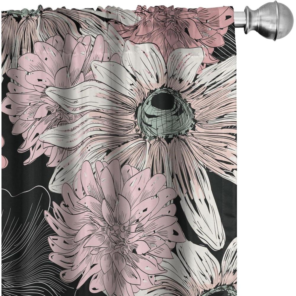 imageAmbesonne Delicate Roses Curtains Neutral Vintage Floral Scene with Leafy Ornaments Romantic Print Window Treatments 2 Panel Set for Living Room Bedroom Pair of  28 x 63 Pastel Pink Pale GreyPale Pink Pastel Pink