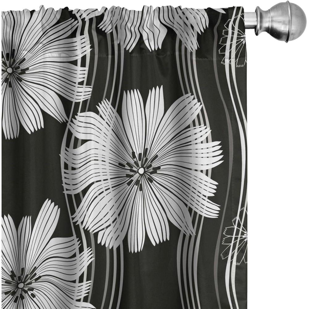 imageAmbesonne Delicate Roses Curtains Neutral Vintage Floral Scene with Leafy Ornaments Romantic Print Window Treatments 2 Panel Set for Living Room Bedroom Pair of  28 x 63 Pastel Pink Pale GreyBlack Grey White