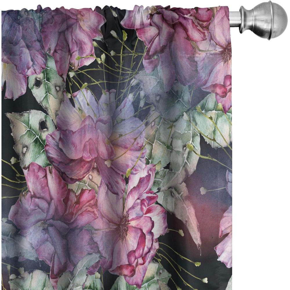 imageAmbesonne Delicate Roses Curtains Neutral Vintage Floral Scene with Leafy Ornaments Romantic Print Window Treatments 2 Panel Set for Living Room Bedroom Pair of  28 x 63 Pastel Pink Pale GreyPale Fuchsia Seafoam Rose