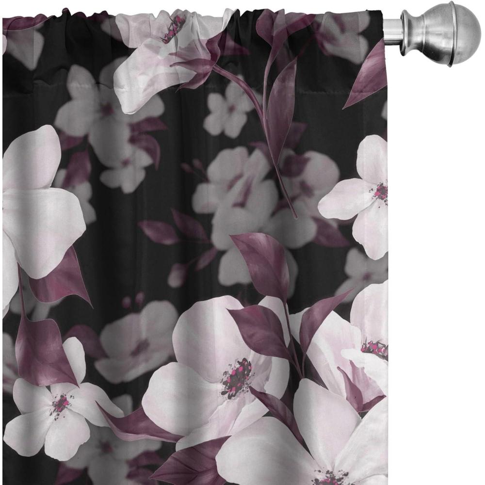 imageAmbesonne Delicate Roses Curtains Neutral Vintage Floral Scene with Leafy Ornaments Romantic Print Window Treatments 2 Panel Set for Living Room Bedroom Pair of  28 x 63 Pastel Pink Pale GreyPale Mauve Plum Pale Grey