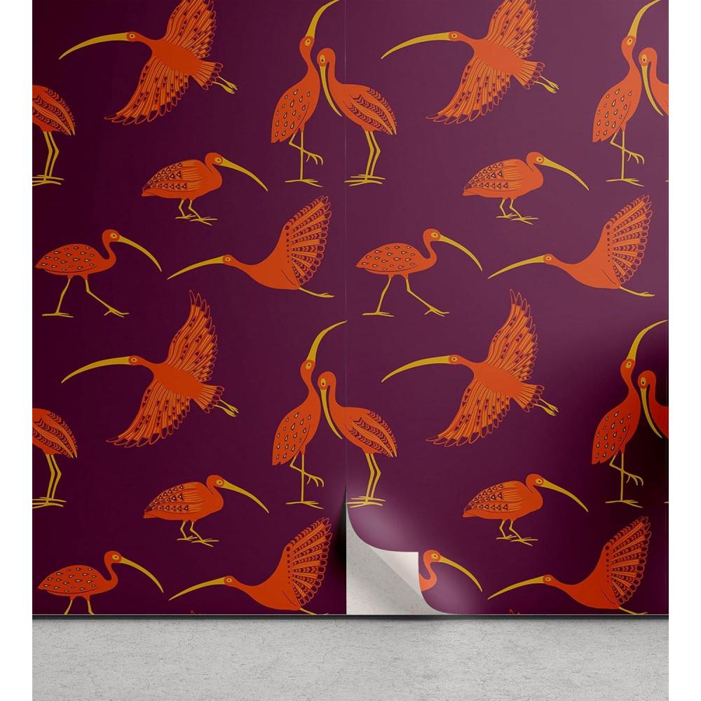 imageAmbesonne Duck Peel amp Stick Wallpaper for Home Aquarelle Look Flying Birds on Dark Jungle Tone Leafy Flowers Pattern Back SelfAdhesive Living Room Kitchen Accent 13 x 36 Dark Indigo MulticolorMagenta Vermilion Yellow