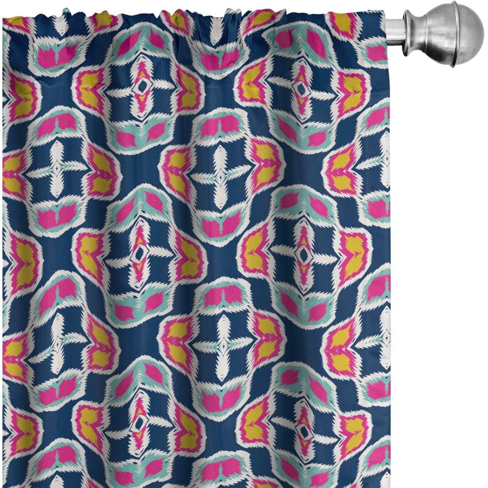 imageAmbesonne Exotic Boho Curtains Simple Design Modern Linear Flamingo Pattern with Leaves Neutral Art Window Treatments 2 Panel Set for Living Room Bedroom Pair of 28 x 63 Pale Azure Blue CoralDark Lavender Hot Pink