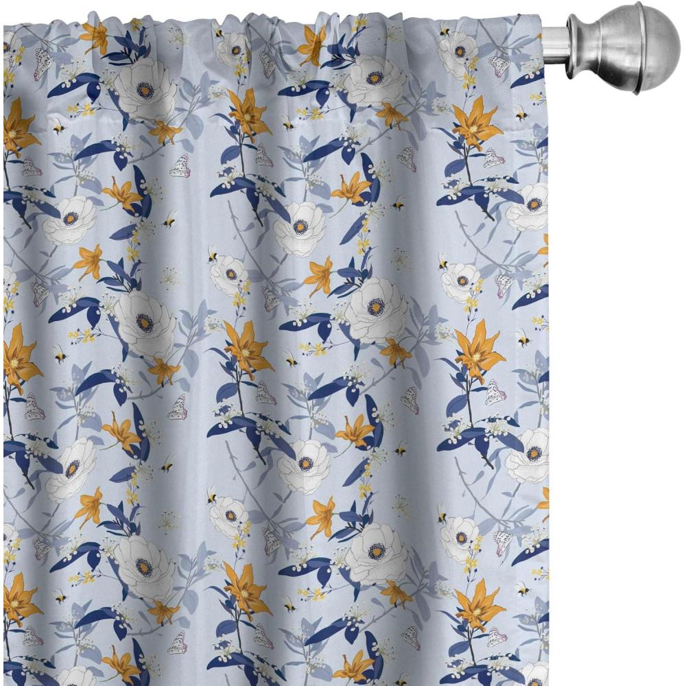 imageAmbesonne Exotic Boho Curtains Simple Design Modern Linear Flamingo Pattern with Leaves Neutral Art Window Treatments 2 Panel Set for Living Room Bedroom Pair of 28 x 63 Pale Azure Blue CoralPale Azure Blue and Apricot