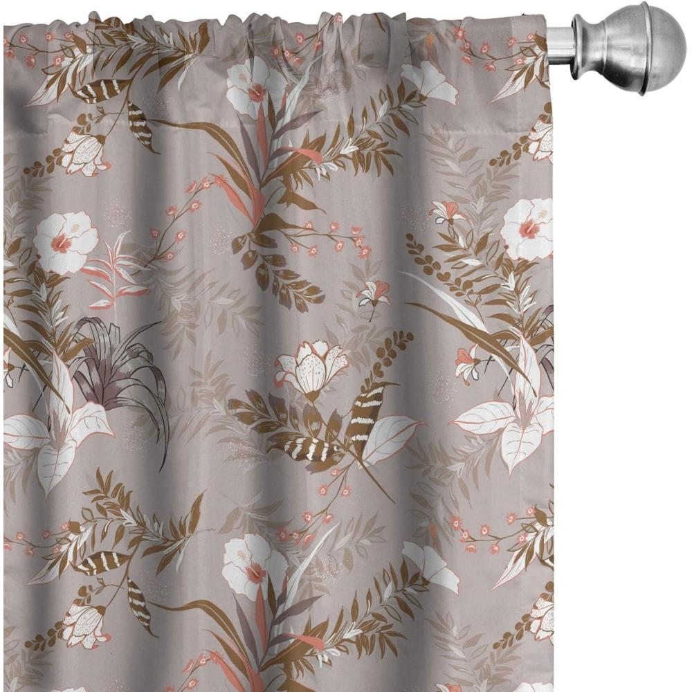 imageAmbesonne Exotic Boho Curtains Simple Design Modern Linear Flamingo Pattern with Leaves Neutral Art Window Treatments 2 Panel Set for Living Room Bedroom Pair of 28 x 63 Pale Azure Blue CoralGreen Brown White Coral