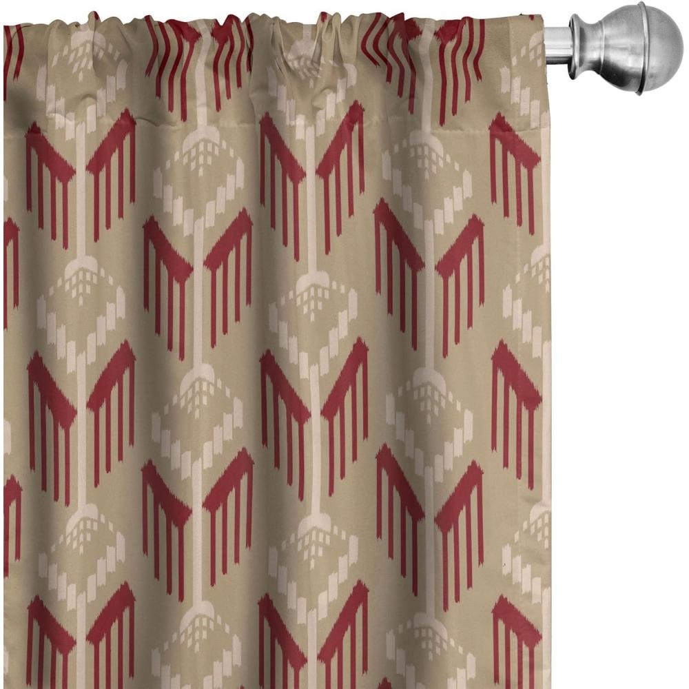 imageAmbesonne Exotic Boho Curtains Simple Design Modern Linear Flamingo Pattern with Leaves Neutral Art Window Treatments 2 Panel Set for Living Room Bedroom Pair of 28 x 63 Pale Azure Blue CoralSlate Brown Burgundy