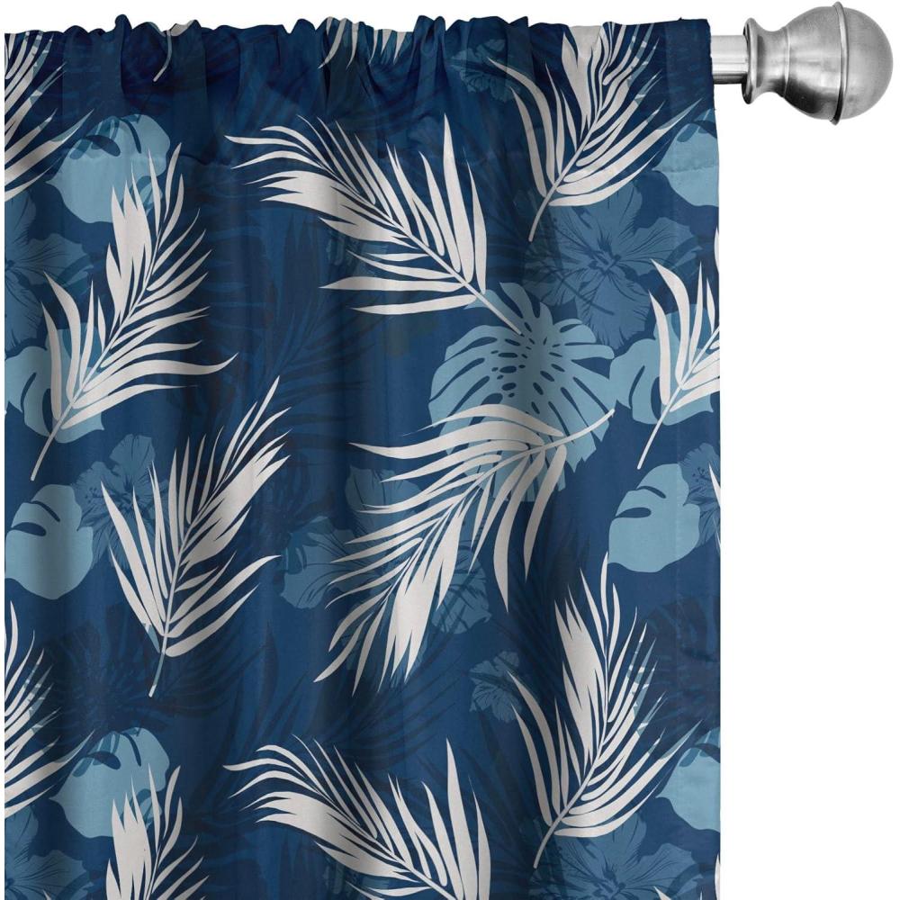 imageAmbesonne Exotic Boho Curtains Simple Design Modern Linear Flamingo Pattern with Leaves Neutral Art Window Treatments 2 Panel Set for Living Room Bedroom Pair of 28 x 63 Pale Azure Blue CoralWhite Dark Lavender