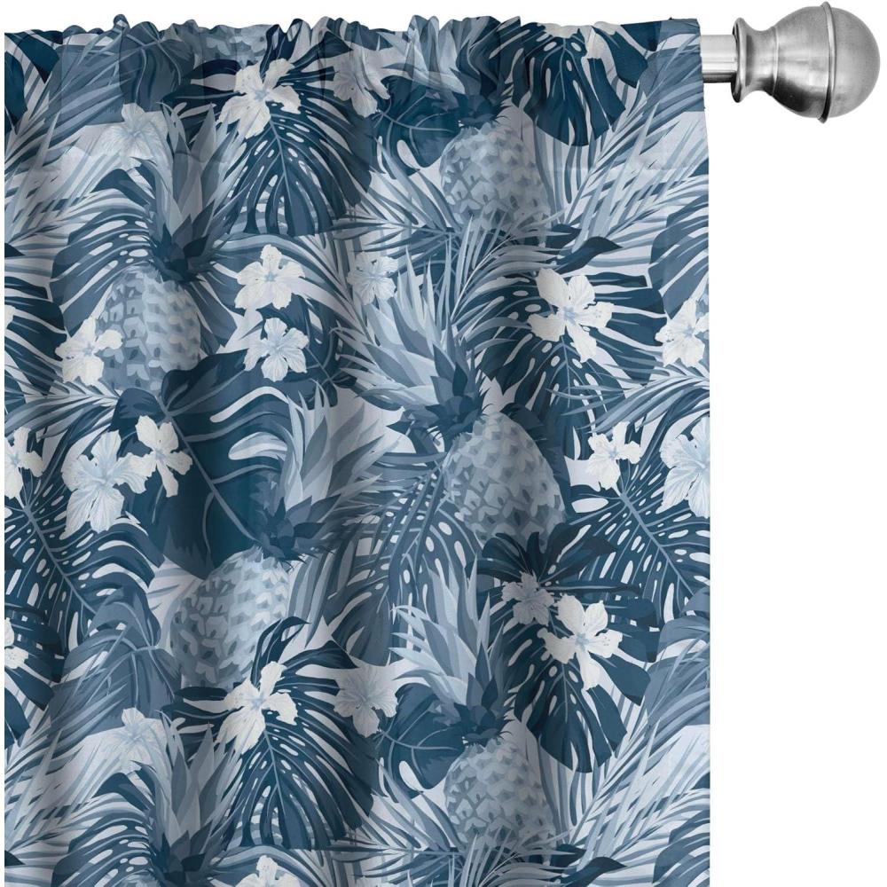 imageAmbesonne Exotic Boho Curtains Simple Design Modern Linear Flamingo Pattern with Leaves Neutral Art Window Treatments 2 Panel Set for Living Room Bedroom Pair of 28 x 63 Pale Azure Blue CoralOff White Pale Azure Blue
