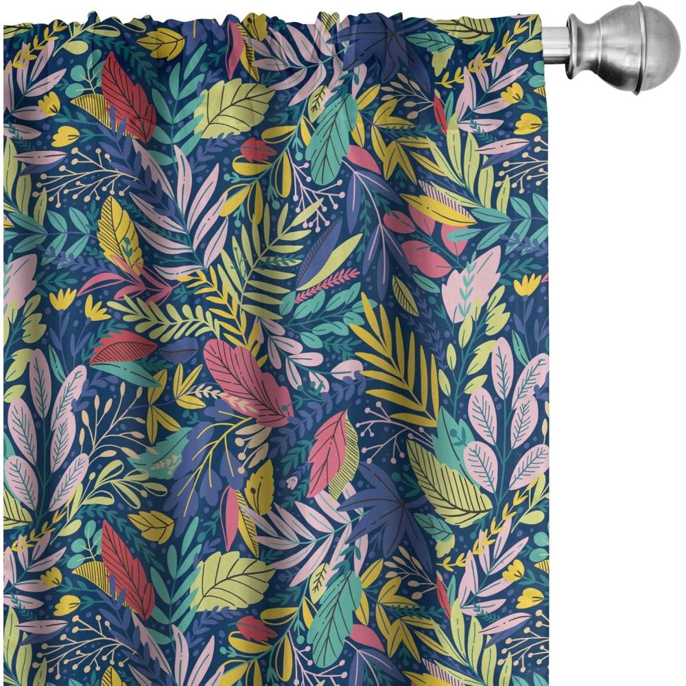 imageAmbesonne Exotic Boho Curtains Simple Design Modern Linear Flamingo Pattern with Leaves Neutral Art Window Treatments 2 Panel Set for Living Room Bedroom Pair of  28 x 63 Pale Azure Blue CoralPale Green Rose Coral