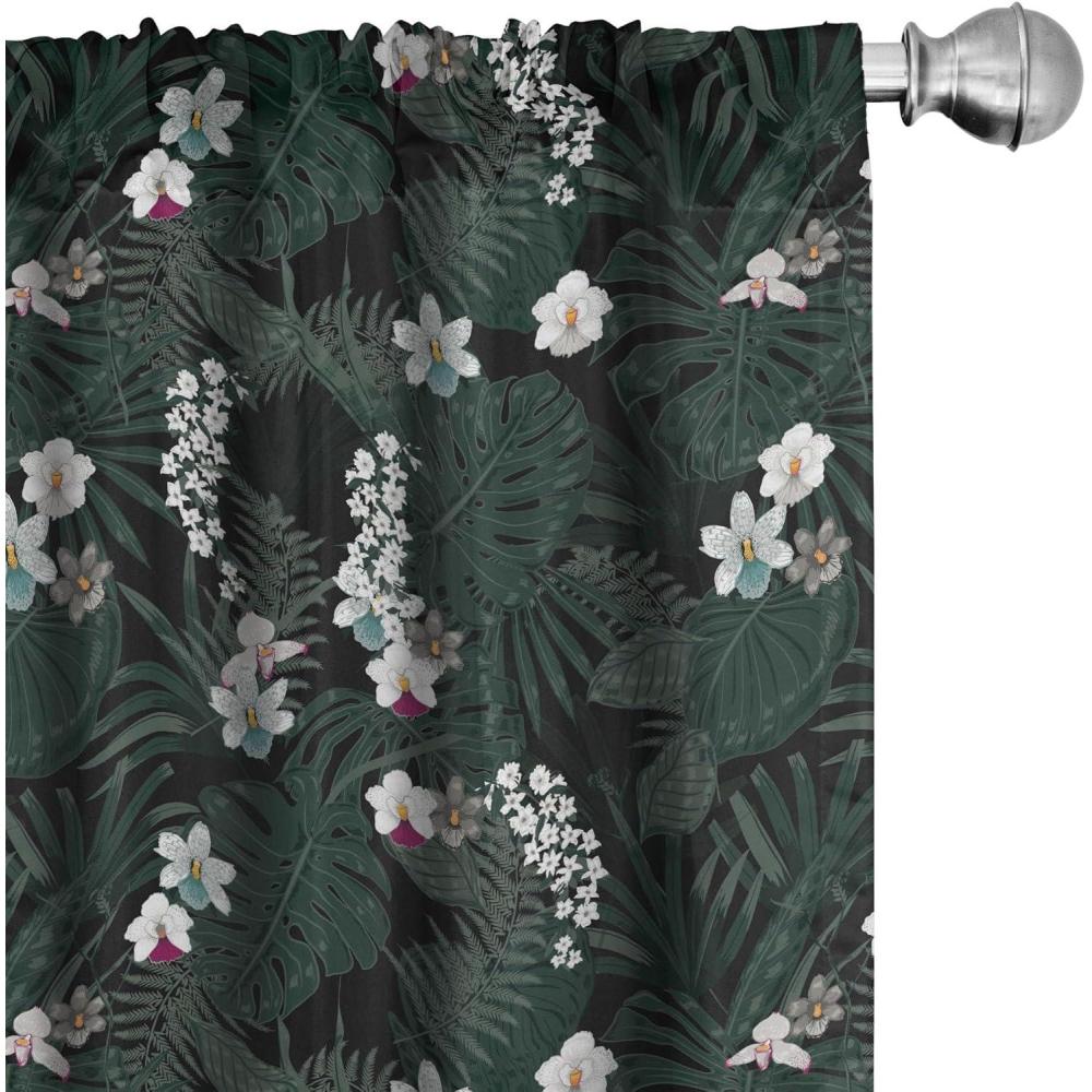 imageAmbesonne Exotic Boho Curtains Simple Design Modern Linear Flamingo Pattern with Leaves Neutral Art Window Treatments 2 Panel Set for Living Room Bedroom Pair of 28 x 63 Pale Azure Blue CoralOff White Forest Green