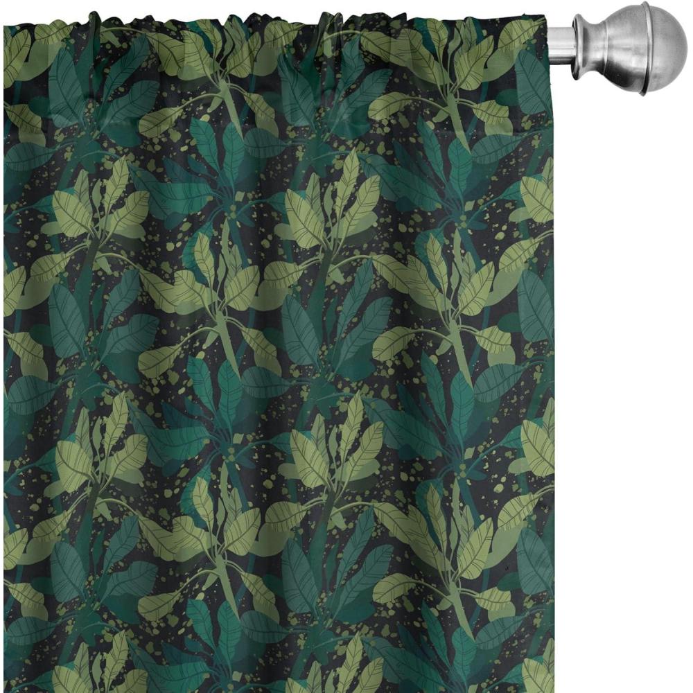 imageAmbesonne Exotic Boho Curtains Simple Design Modern Linear Flamingo Pattern with Leaves Neutral Art Window Treatments 2 Panel Set for Living Room Bedroom Pair of 28 x 63 Pale Azure Blue CoralFern Green and Jade Green