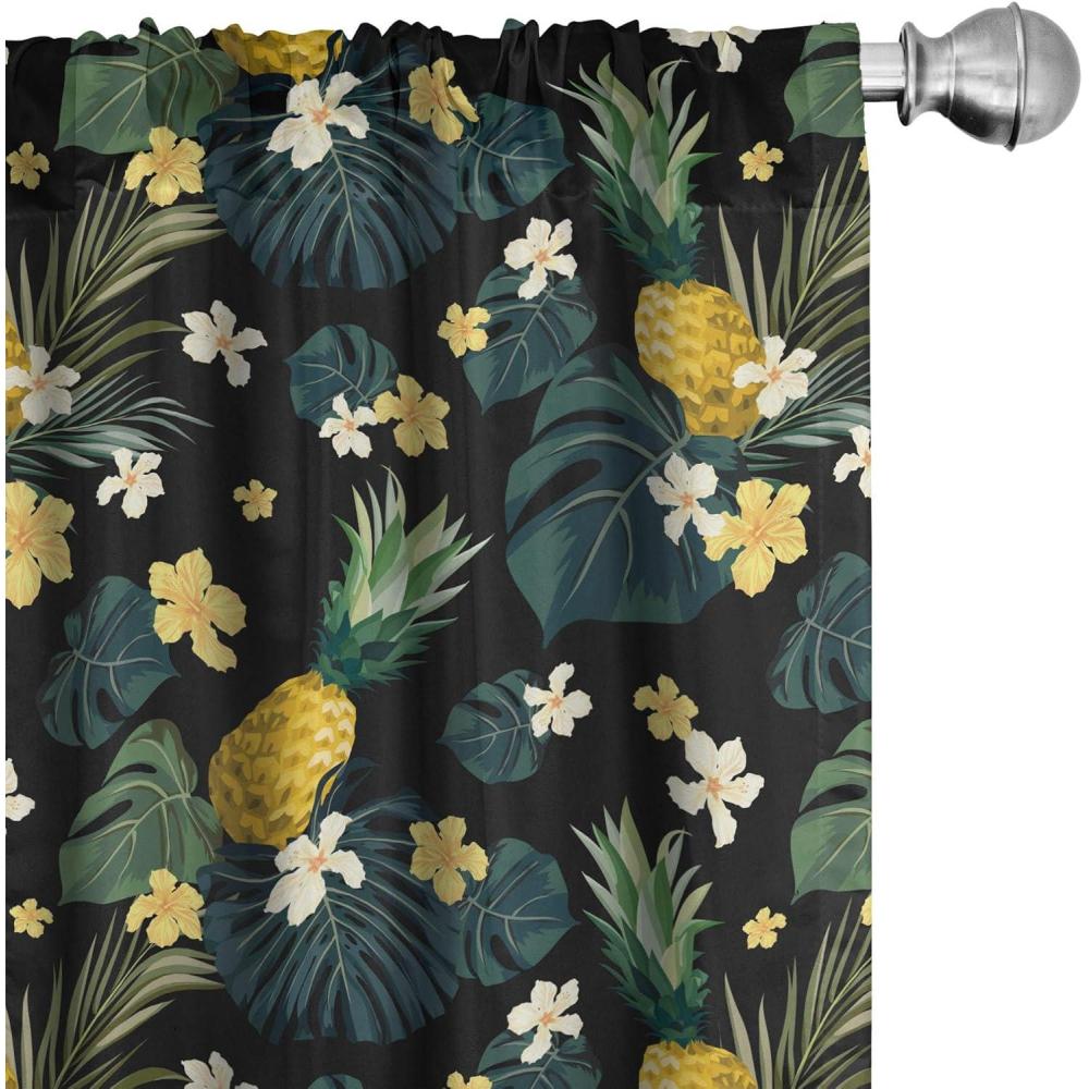 imageAmbesonne Exotic Boho Curtains Simple Design Modern Linear Flamingo Pattern with Leaves Neutral Art Window Treatments 2 Panel Set for Living Room Bedroom Pair of 28 x 63 Pale Azure Blue CoralSea Blue Mustard