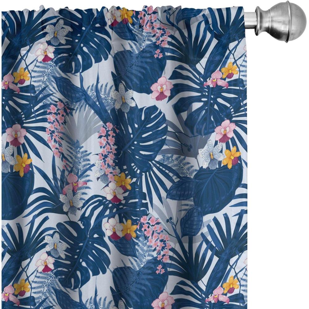 imageAmbesonne Exotic Boho Curtains Simple Design Modern Linear Flamingo Pattern with Leaves Neutral Art Window Treatments 2 Panel Set for Living Room Bedroom Pair of 28 x 63 Pale Azure Blue CoralDark Lavender Pale Pink