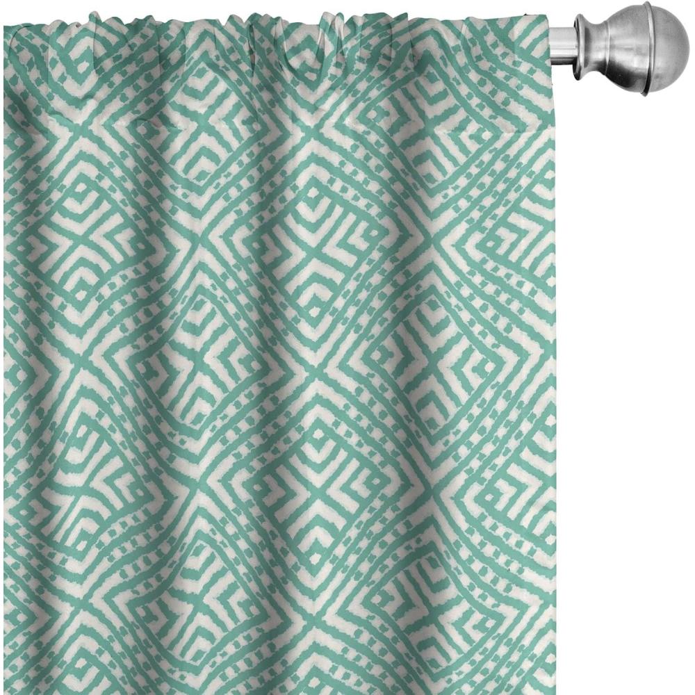 imageAmbesonne Exotic Boho Curtains Simple Design Modern Linear Flamingo Pattern with Leaves Neutral Art Window Treatments 2 Panel Set for Living Room Bedroom Pair of 28 x 63 Pale Azure Blue CoralSea Green and Almond Green