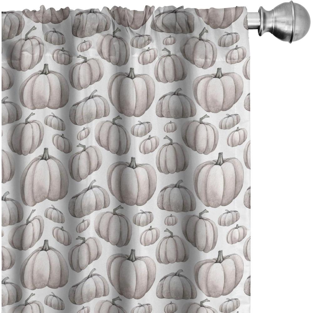 imageAmbesonne Fall Pumpkin Curtains Neutral Color Schemes Pale Fruit of Autumn Season Repetitive Pattern Window Treatments 2 Panel Set for Living Room Bedroom Pair of 28 x 63 White and Pale TanWhite and Pale Tan