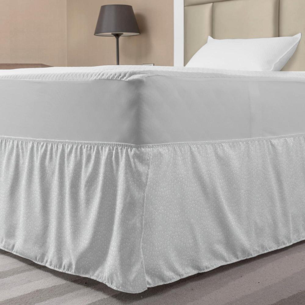 imageAmbesonne Floral Bedskirt Soft Toned Flower Petals Traditional Oriental Leafy in Neutral Muted Tones Bedroom Decor Wrap Around Elastic Bed Skirt Gathered Design TwinTwin XL Pale Taupe and White