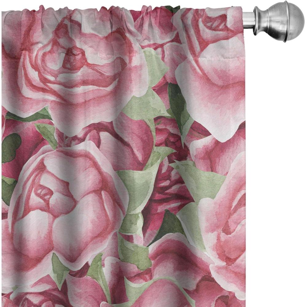 imageAmbesonne Floral Curtains Fashion Design Garden Artwork of Repetitive Red Peony Flowers Neutral Window Treatments 2 Panel Set for Living Room Bedroom Pair of 28 x 84 Dark Coral Pale CaramelPale Pink Laurel Green