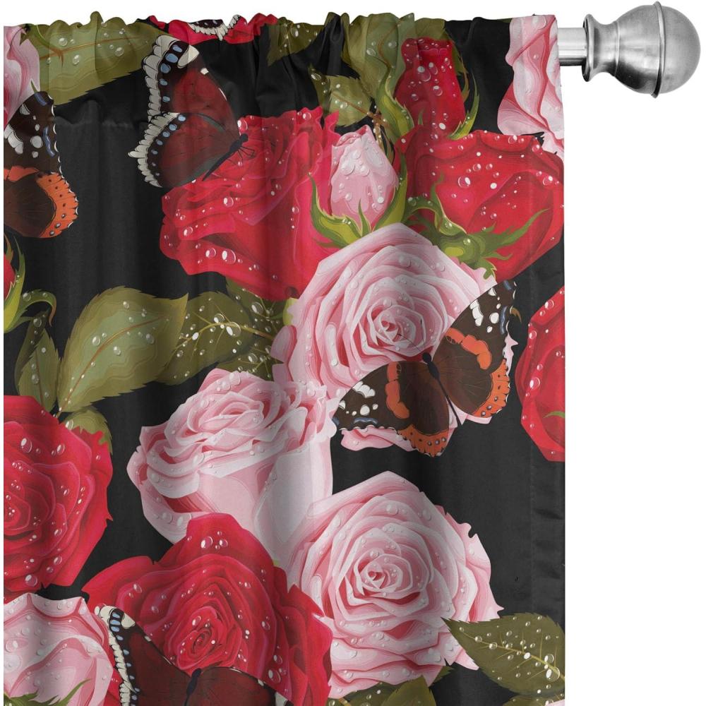 imageAmbesonne Floral Curtains Fashion Design Garden Artwork of Repetitive Red Peony Flowers Neutral Window Treatments 2 Panel Set for Living Room Bedroom Pair of 28 x 84 Dark Coral Pale CaramelDark Coral and Green Brown