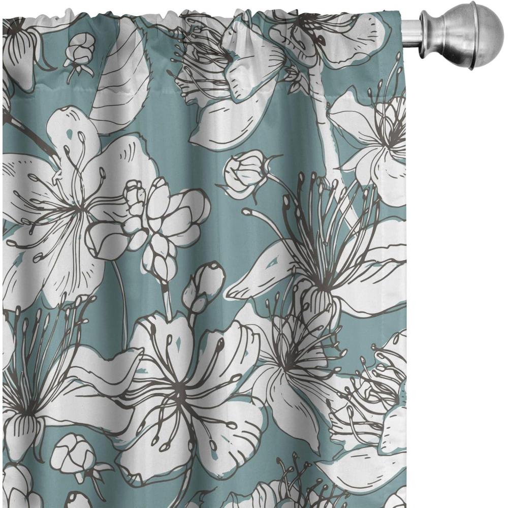 imageAmbesonne Floral Curtains Fashion Design Garden Artwork of Repetitive Red Peony Flowers Neutral Window Treatments 2 Panel Set for Living Room Bedroom Pair of 28 x 84 Dark Coral Pale CaramelPale Blue Grey White