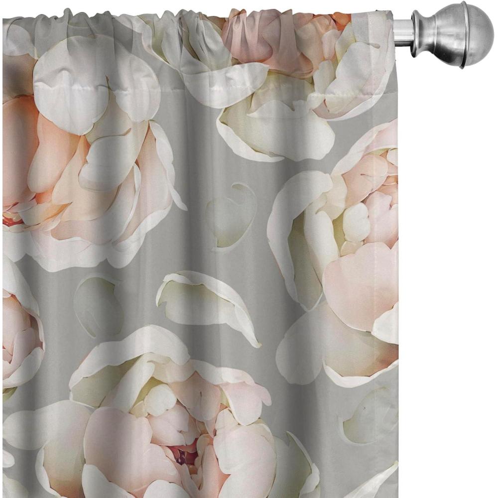 imageAmbesonne Floral Curtains Fashion Design Garden Artwork of Repetitive Red Peony Flowers Neutral Window Treatments 2 Panel Set for Living Room Bedroom Pair of 28 x 84 Dark Coral Pale CaramelPale Peach Dust and Off White