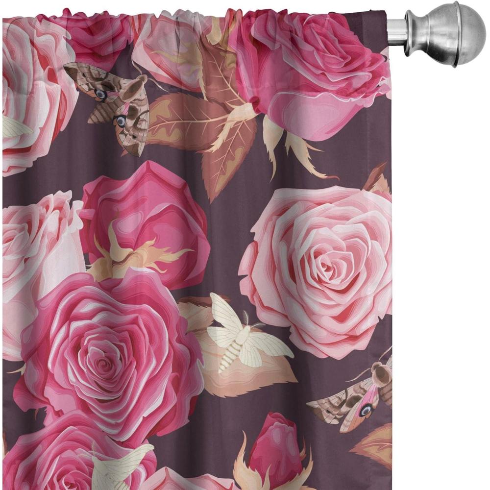imageAmbesonne Floral Curtains Fashion Design Garden Artwork of Repetitive Red Peony Flowers Neutral Window Treatments 2 Panel Set for Living Room Bedroom Pair of 28 x 84 Dark Coral Pale CaramelPastel Pink Dark Mauve
