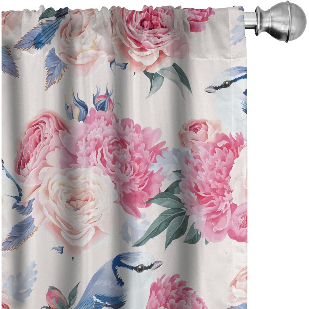 imageAmbesonne Floral Curtains Fashion Design Garden Artwork of Repetitive Red Peony Flowers Neutral Window Treatments 2 Panel Set for Living Room Bedroom Pair of 28 x 84 Dark Coral Pale CaramelLavender Blue and Pink