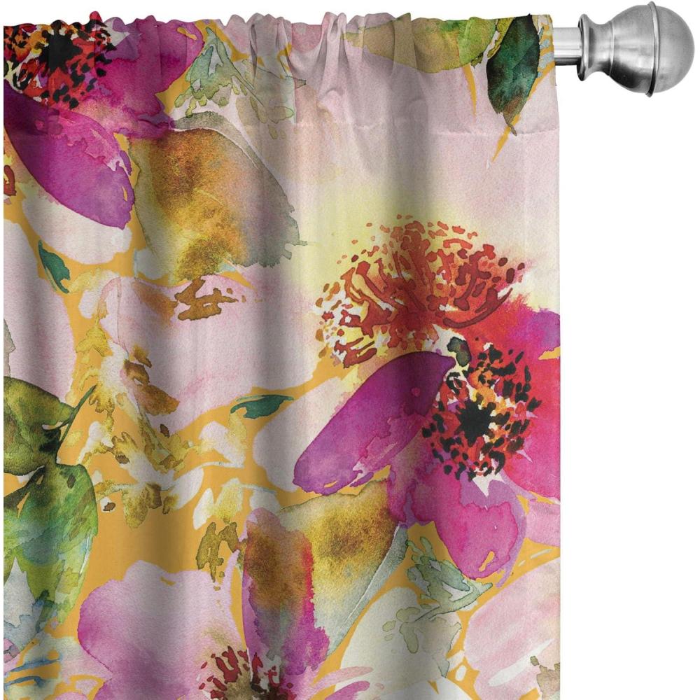 imageAmbesonne Floral Curtains Fashion Design Garden Artwork of Repetitive Red Peony Flowers Neutral Window Treatments 2 Panel Set for Living Room Bedroom Pair of 28 x 84 Dark Coral Pale CaramelPastel Pink Fern Green