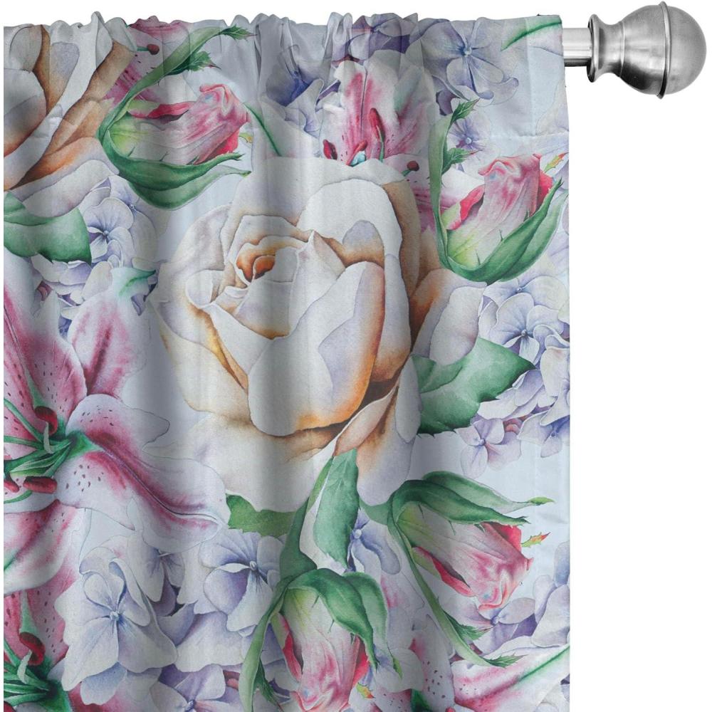 imageAmbesonne Floral Curtains Fashion Design Garden Artwork of Repetitive Red Peony Flowers Neutral Window Treatments 2 Panel Set for Living Room Bedroom Pair of 28 x 84 Dark Coral Pale CaramelFern Green Pale Rust