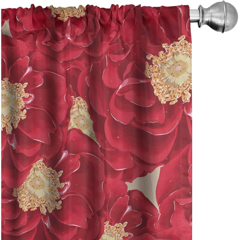 imageAmbesonne Floral Curtains Fashion Design Garden Artwork of Repetitive Red Peony Flowers Neutral Window Treatments 2 Panel Set for Living Room Bedroom Pair of 28 x 84 Dark Coral Pale CaramelDark Coral Pale Caramel