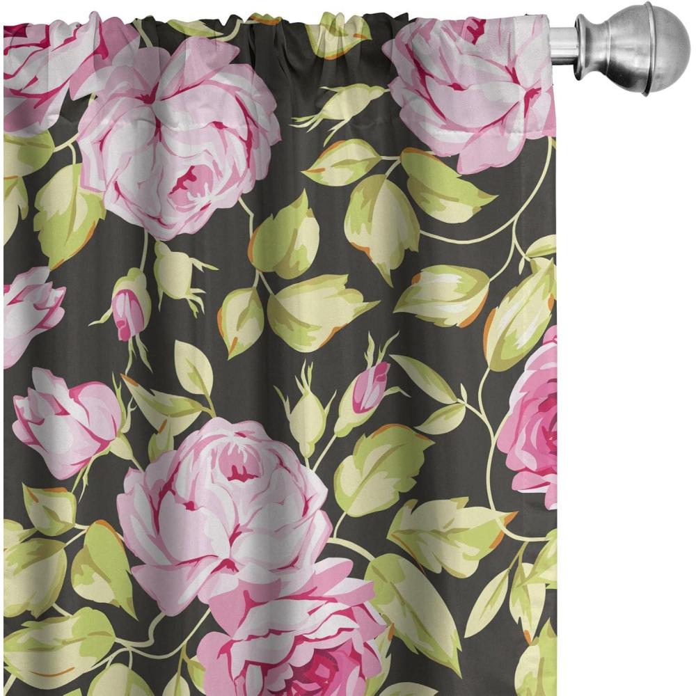 imageAmbesonne Floral Curtains Fashion Design Garden Artwork of Repetitive Red Peony Flowers Neutral Window Treatments 2 Panel Set for Living Room Bedroom Pair of  28 x 84 Dark Coral Pale CaramelAvocado Green and Pastel Pink